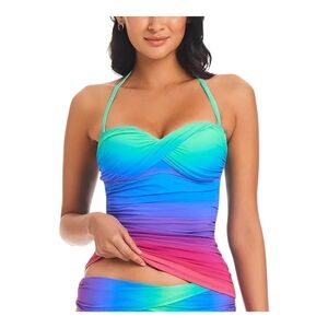 Bleu by Rod Beattie Women Heat of the Moment Twist Tankini Top Multicolor Size 6